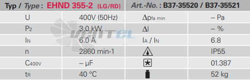 Rosenberg EHND 355-2 R - описание, технические характеристики, графики